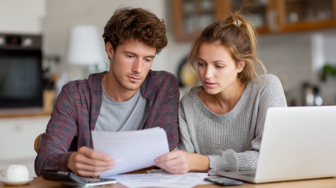 Couple reviewing a property budget